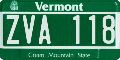 VT license plate ZVA118