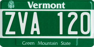 VT license plate ZVA120