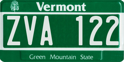 VT license plate ZVA122