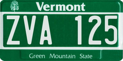 VT license plate ZVA125