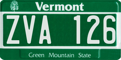 VT license plate ZVA126