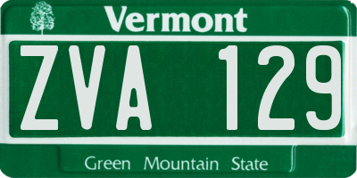 VT license plate ZVA129