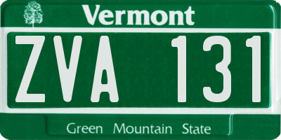 VT license plate ZVA131