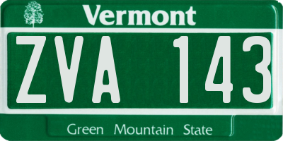VT license plate ZVA143