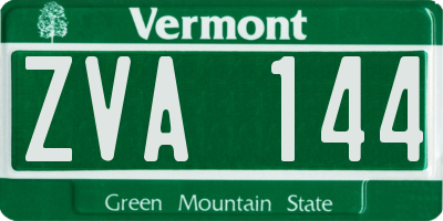 VT license plate ZVA144