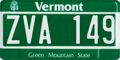 VT license plate ZVA149