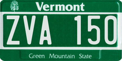 VT license plate ZVA150