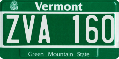 VT license plate ZVA160