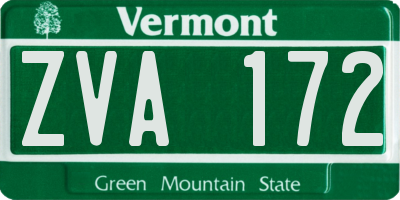 VT license plate ZVA172