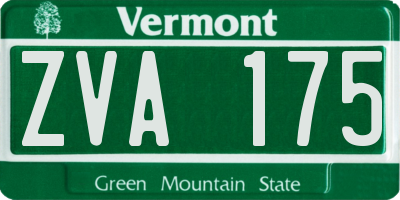 VT license plate ZVA175