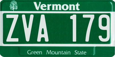 VT license plate ZVA179