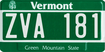 VT license plate ZVA181
