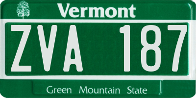 VT license plate ZVA187
