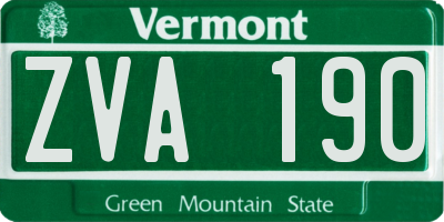 VT license plate ZVA190