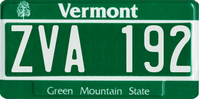 VT license plate ZVA192
