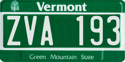 VT license plate ZVA193