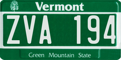 VT license plate ZVA194