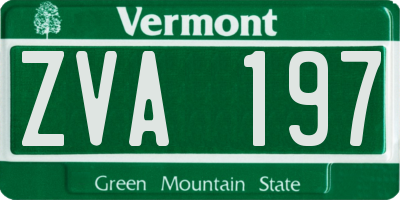 VT license plate ZVA197