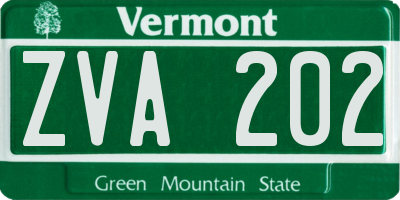 VT license plate ZVA202