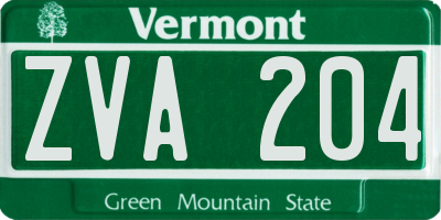 VT license plate ZVA204