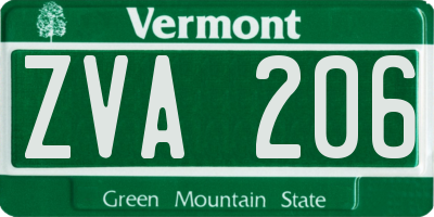 VT license plate ZVA206