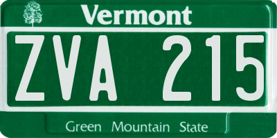 VT license plate ZVA215