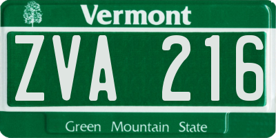 VT license plate ZVA216