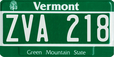 VT license plate ZVA218