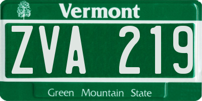 VT license plate ZVA219