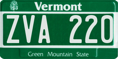 VT license plate ZVA220