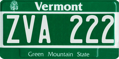 VT license plate ZVA222