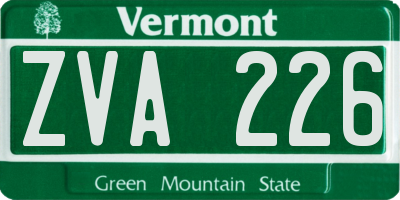 VT license plate ZVA226
