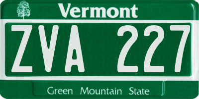 VT license plate ZVA227