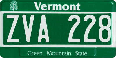 VT license plate ZVA228