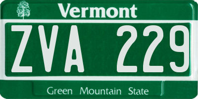 VT license plate ZVA229