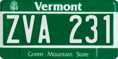 VT license plate ZVA231