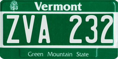 VT license plate ZVA232