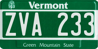 VT license plate ZVA233