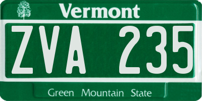 VT license plate ZVA235
