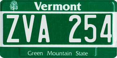 VT license plate ZVA254