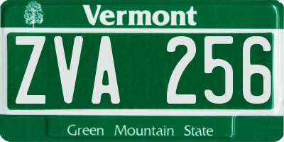 VT license plate ZVA256