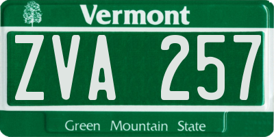 VT license plate ZVA257