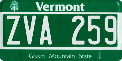 VT license plate ZVA259