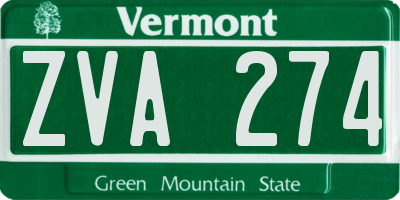 VT license plate ZVA274