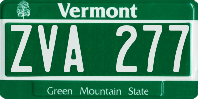 VT license plate ZVA277