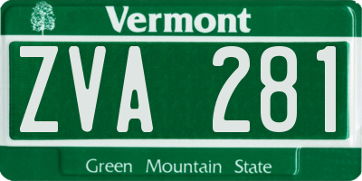 VT license plate ZVA281