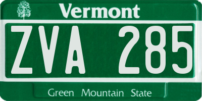 VT license plate ZVA285