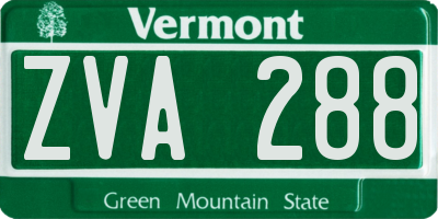 VT license plate ZVA288