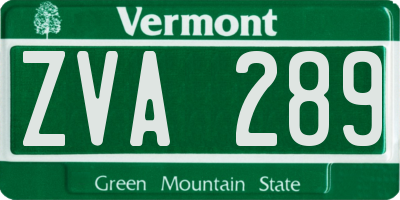 VT license plate ZVA289