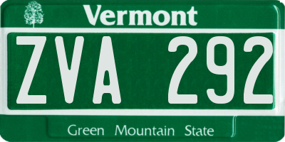 VT license plate ZVA292